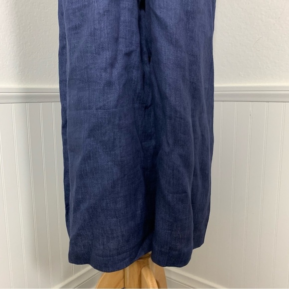 Whistles Tie Waist Linen Jumpsuit Womens US 10 UK 14 Wide Leg Crop Pockets Navy - Picture 15 of 16